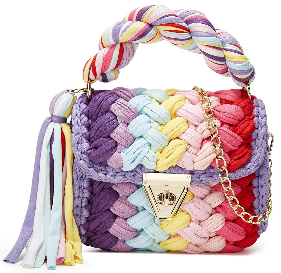 Chunky Yarn Knit Crochet Tote Purse Crossbody Bags for Women - Handwoven Evening Clutch Flap Shou... | Amazon (US)