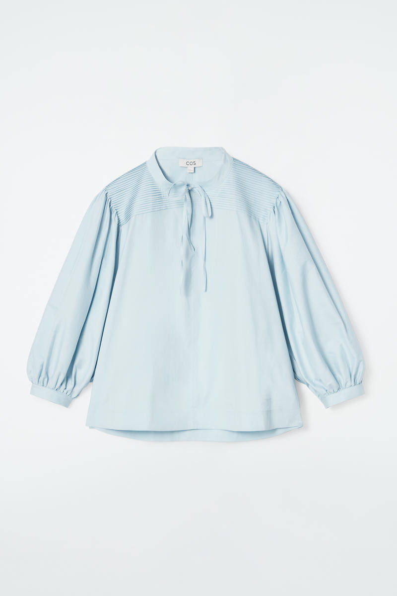 Tie-Detail Pleated Blouse in Blue | COS (US)