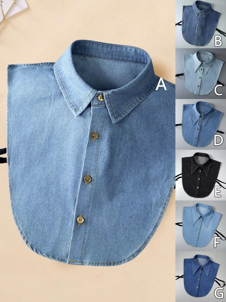 1 stuk Unisex hoge kwaliteit denim afneembare kraag, veelzijdig casual ontwerp voor lente, zomer,... | SHEIN