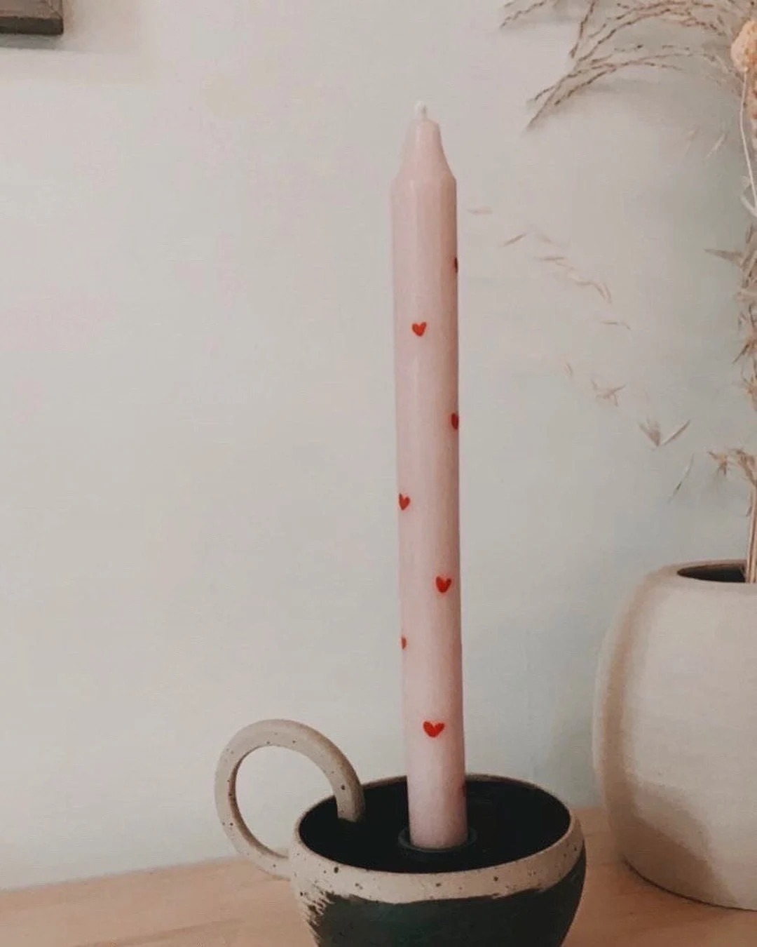 Pair Heart Hand Painted Taper Dinner Candle | Gift for her | Valentines Day | Etsy (UK)