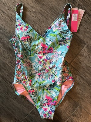 Lilly Pulitzer swim suit 1 pce, Dalian Side Lattice sides, Bali Blue, 10. NWT | eBay US