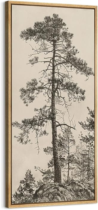 SIGNFORD Extra Large Framed Canvas Vintage Pine Tree Illustrations Modern Art Calm Warm for Livin... | Amazon (US)