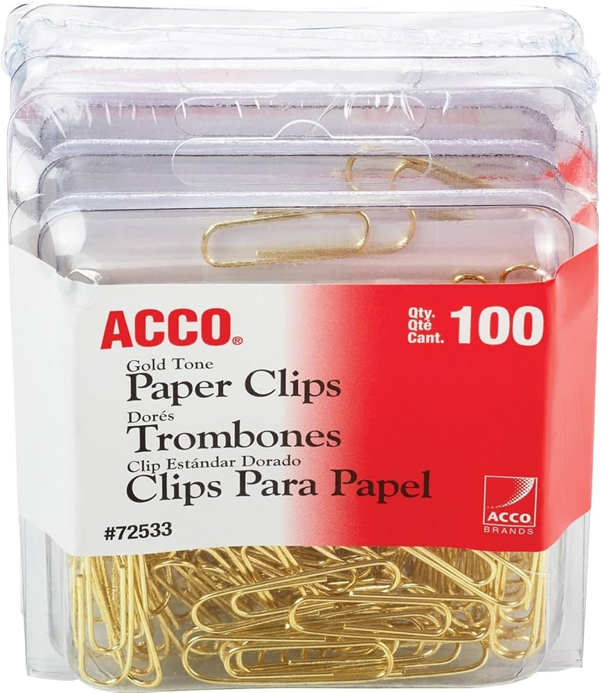 Acco Brand Gold Tone Clips, Smooth Finish, 2 Size, 100/Box, 4-Pack (400 Clips Total) (A7072554) | Amazon (CA)
