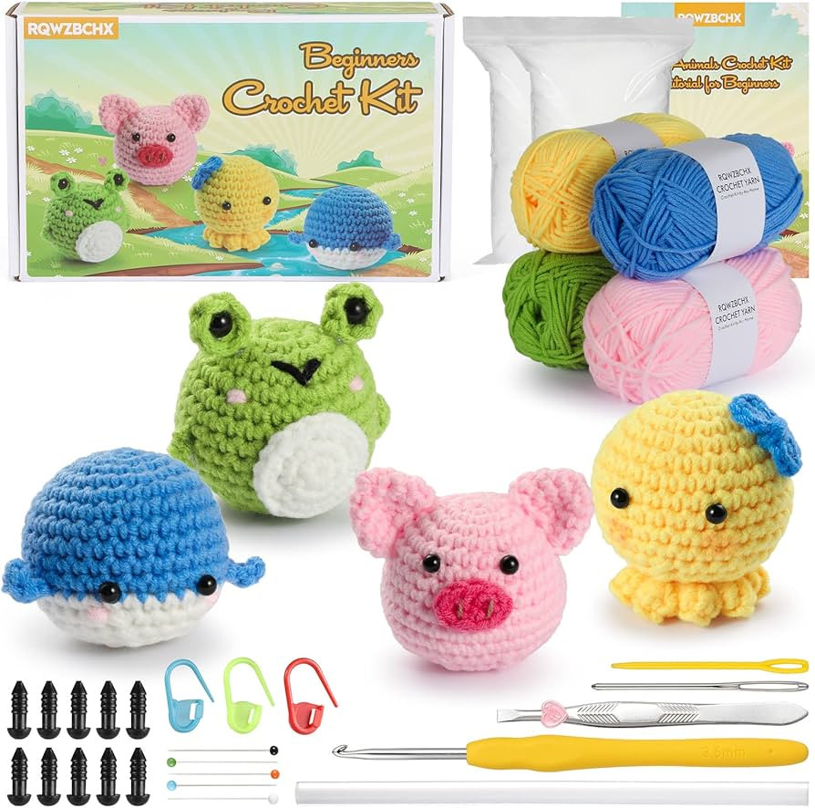 RQWZBCHX Animals Beginners Crochet Kits - Crochet Set for Starters Adult Kids with Step-by-Step V... | Amazon (US)
