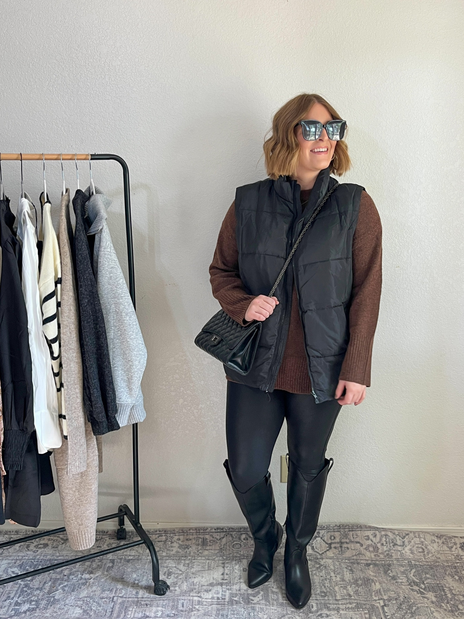 Puffer Vest outfit with faux leather leggings 🖤

Top L (tts)
Leggings L (tts)
Vest L (tts)
Boots size up 1/2 size

#LTKshoecrush #LTKmidsize #LTKfindsunder50