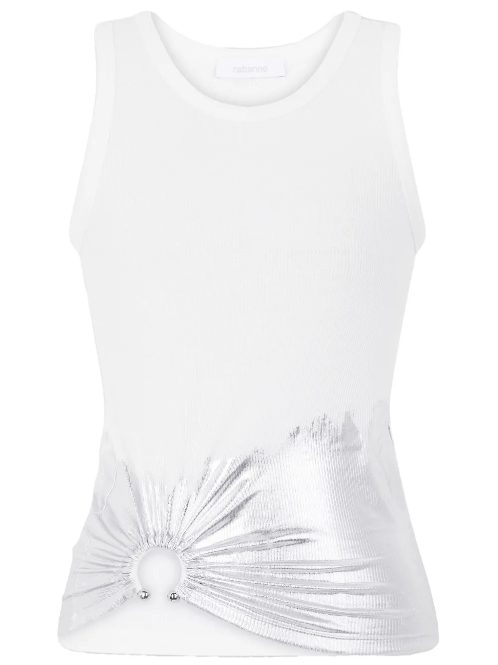 Rabanne piercing-appliqué Ribbed Tank Top | White | FARFETCH | Farfetch Global
