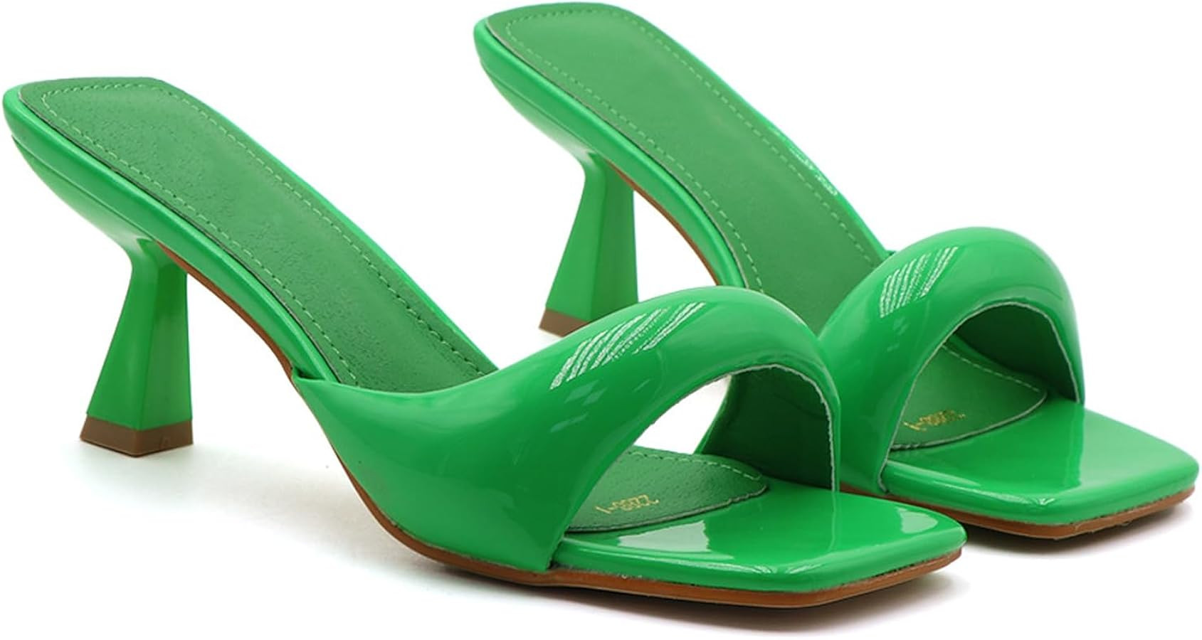 Women's Patent Leather One-Strap Low-Heeled Slip-On Fashion Sandals Sexy Square Open Toe Comforta... | Amazon (US)