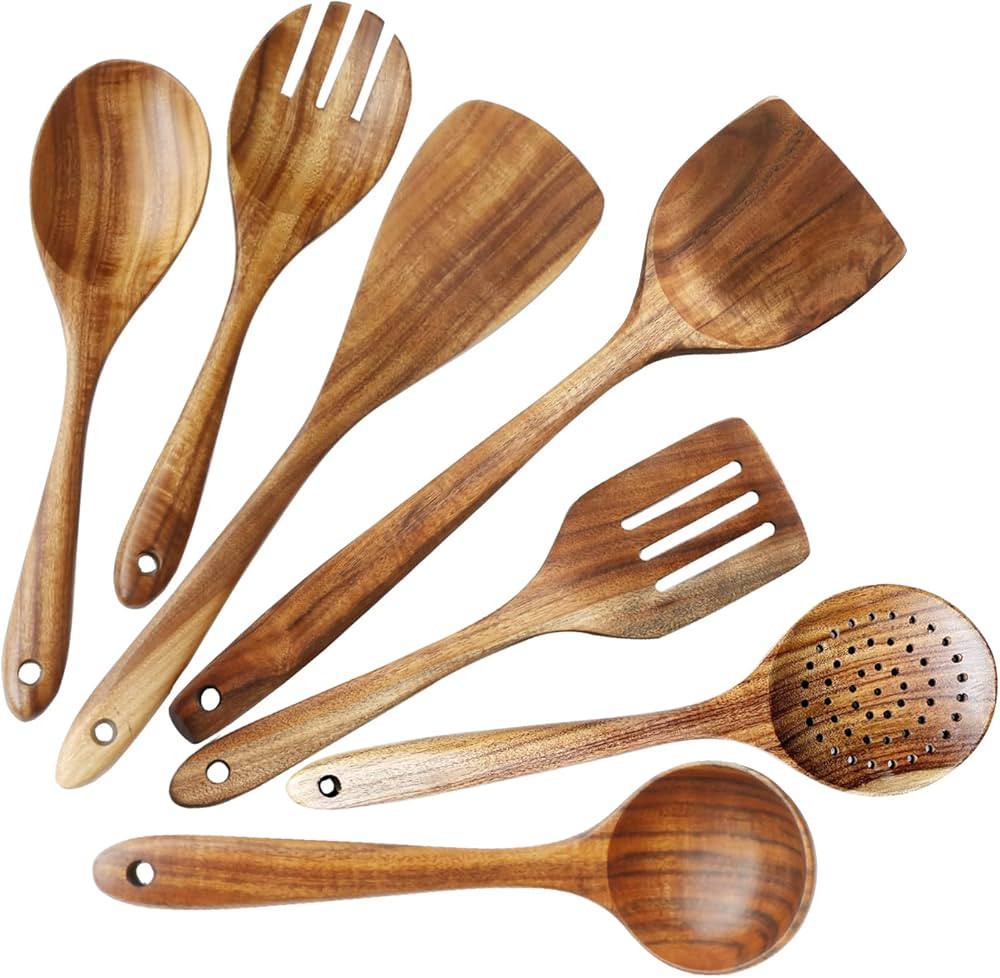 Wooden Spoons for Cooking, ADLORYEA Wood Kitchen Utensils Set, Natural Teak Wooden Cooking Utensi... | Amazon (CA)
