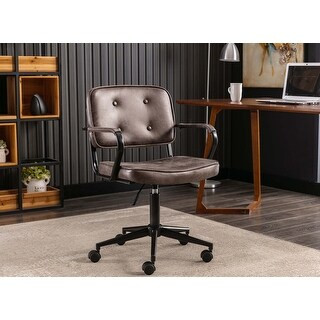 Porthos Home Itzel Office Task Chair, Button Tufted Suede Upholstery - Brown | Bed Bath & Beyond