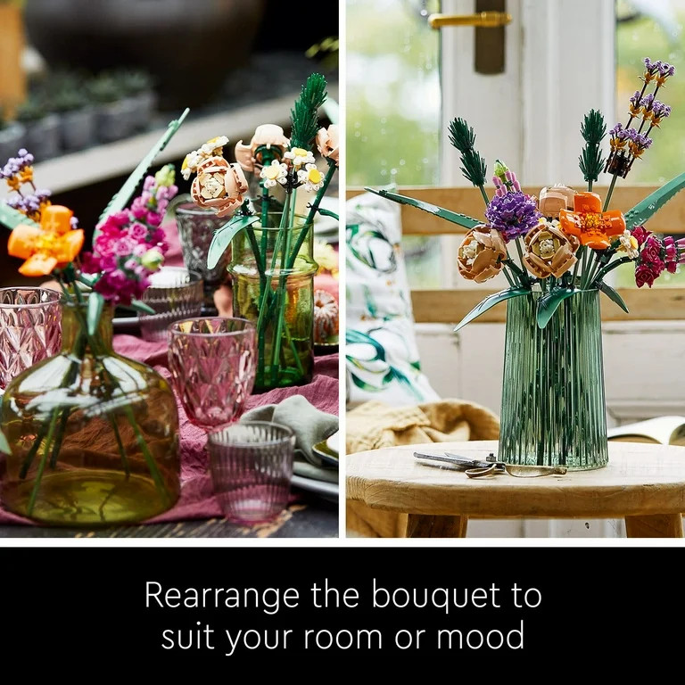 LEGO Icons Flower Bouquet Building Decoration Set - Artificial Flowers with Roses, Decorative Hom... | Walmart (US)