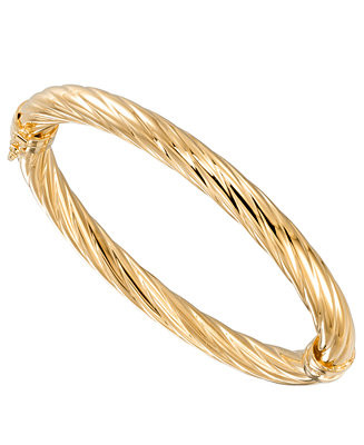 Rope Textured Bangle in 18k Yellow Gold Over Sterling Silver | Macy's