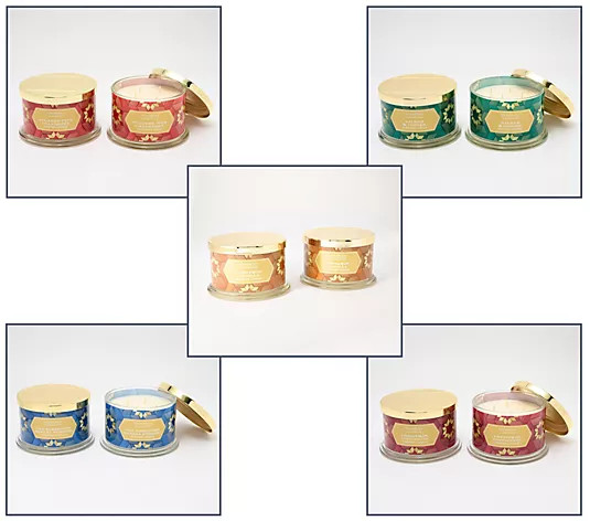 HomeWorx by Slatkin + Co. S/2 18oz Candle Seasons Greetings | QVC