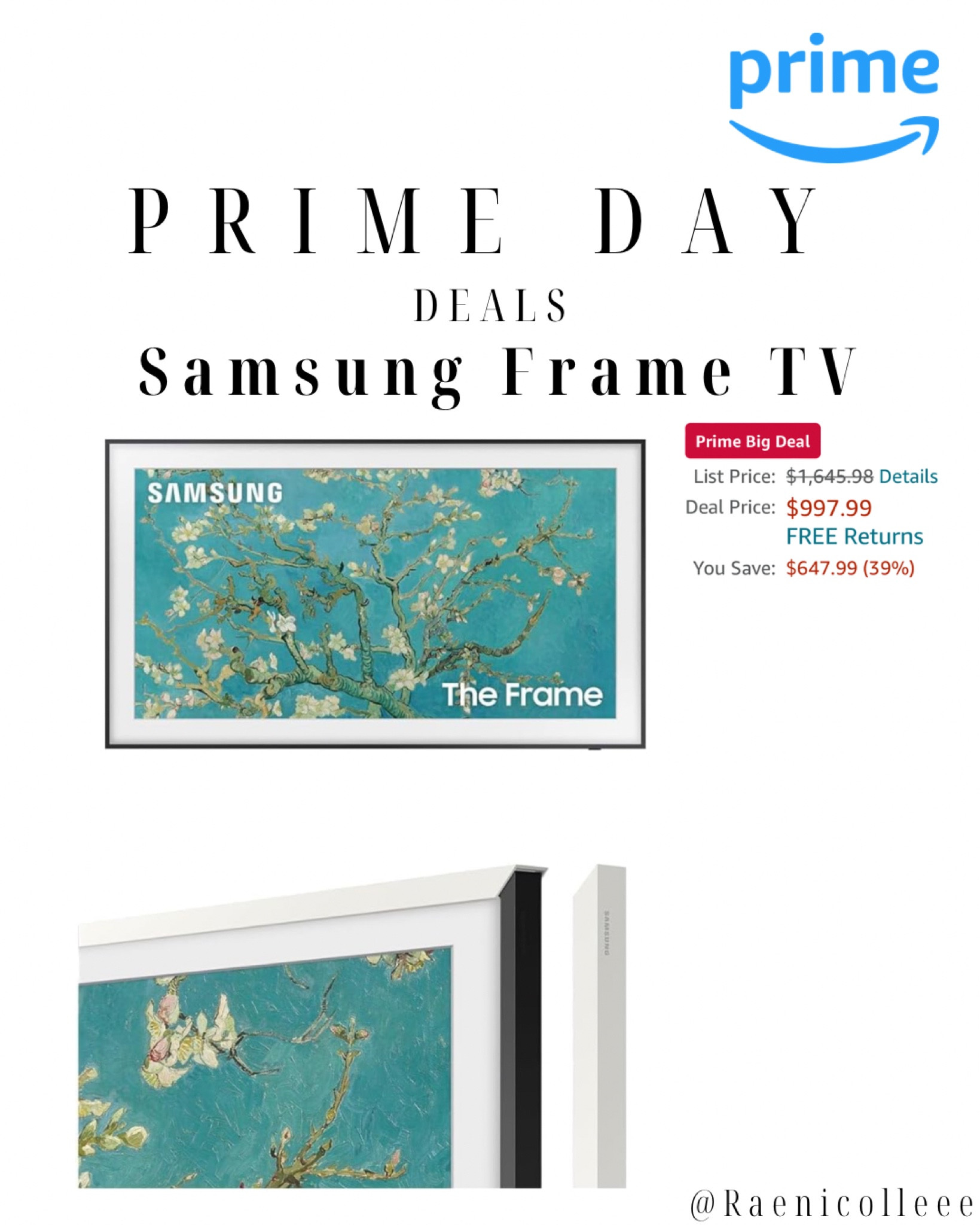 Prime Day Deals! Samsung Frame TV on sale! Great price! 

Amazon, prime day, prime day deals, Amazon finds, gift idea 

#LTKHolidaySale #LTKsalealert #LTKxPrime