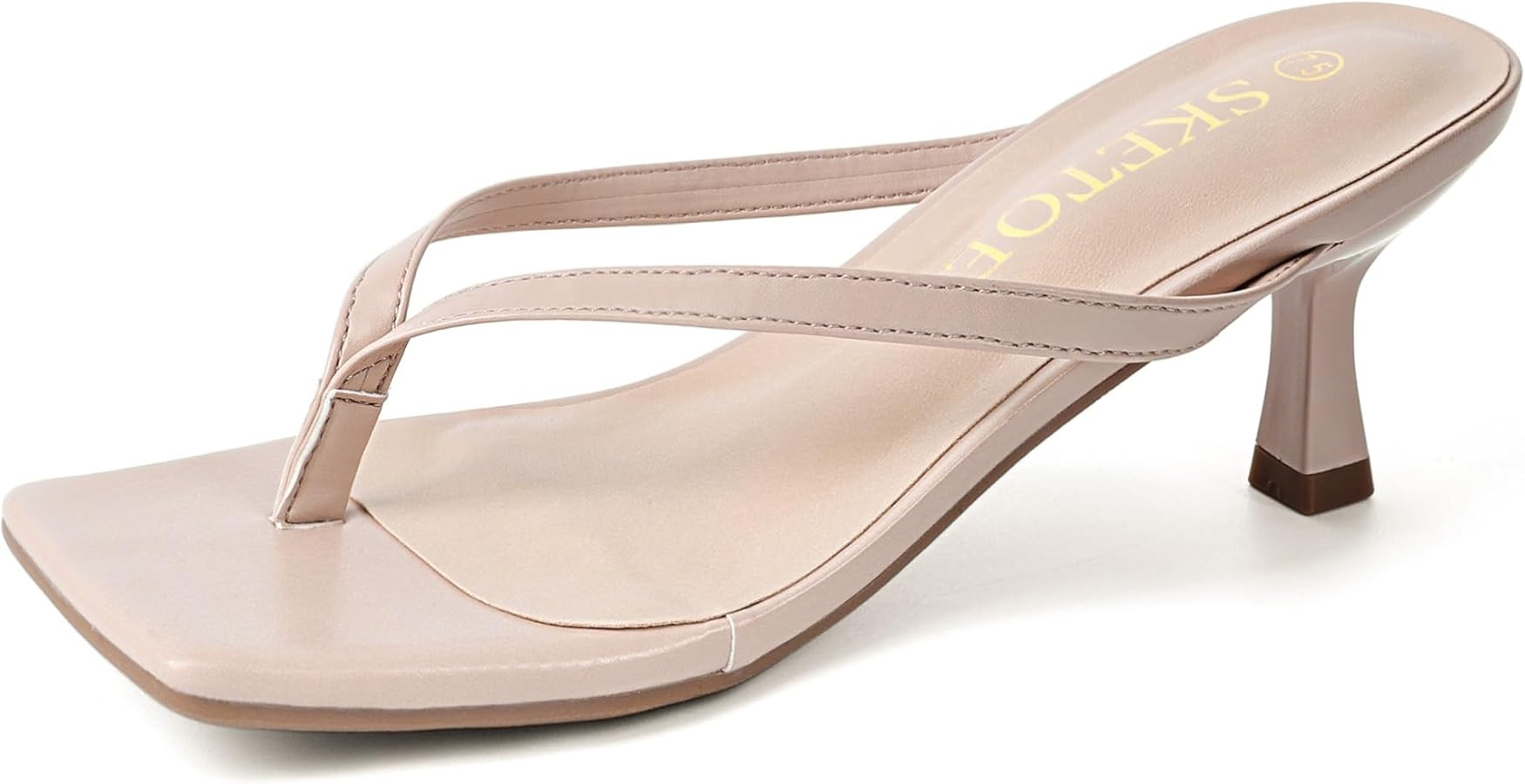 Kitten Heels for Women Square Toe Sandals Flip Flop Heels Thong Sandals Comfortable Summer 2 Inch... | Amazon (US)