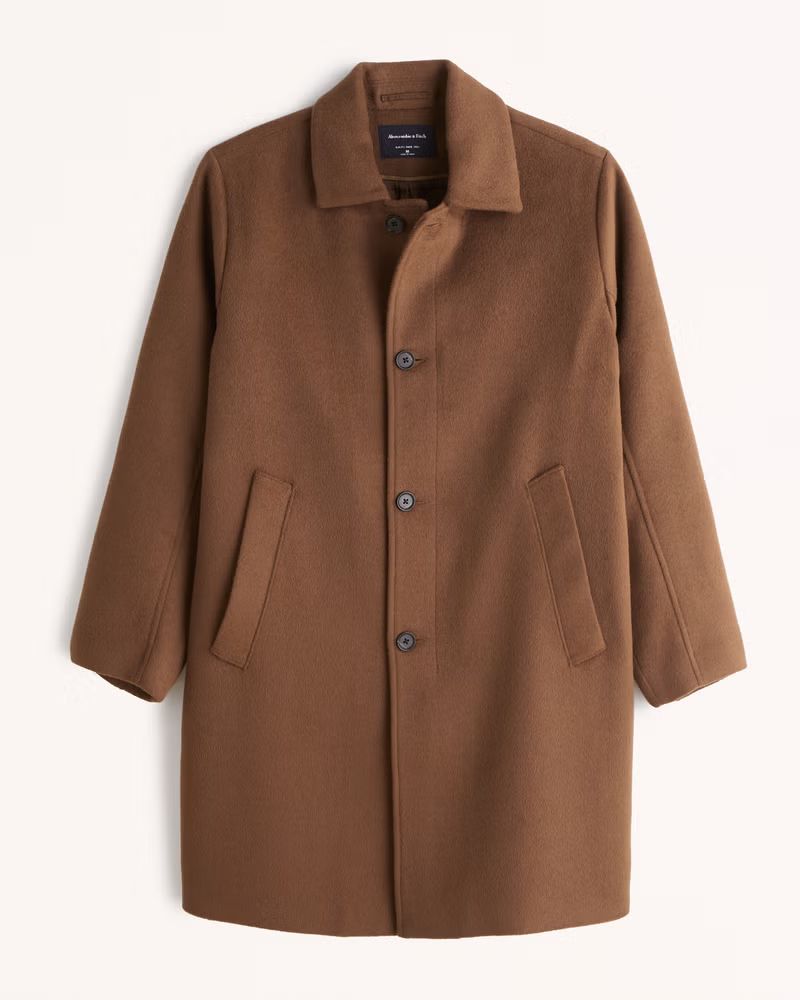 Abercrombie & Fitch Men's Wool-Blend Mac Coat in Brown - Size S | Abercrombie & Fitch (US)