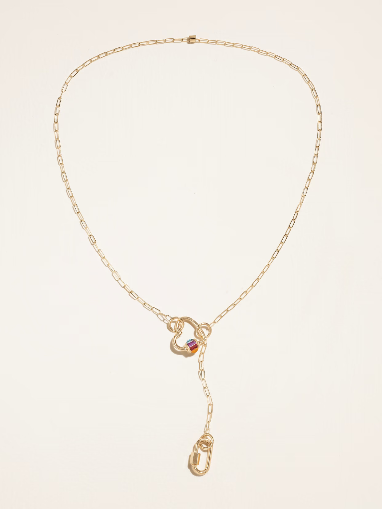 Marla Aaron - Baby Heartlock 14-karat Gold Multi-stone Necklace - One size | NET-A-PORTER (US)