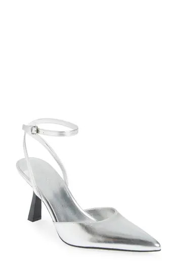 Open Edit Neesha Ankle Strap Pump in Silver Metallic at Nordstrom Rack, Size 8 | Nordstrom Rack