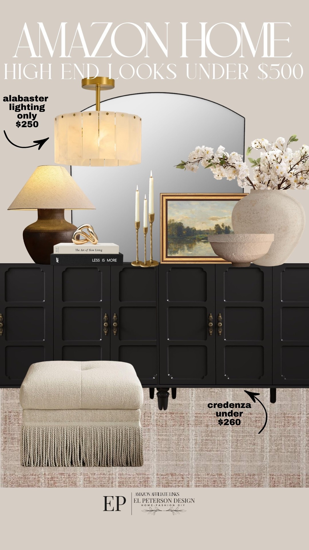 Amazon Home
Pendant light
Mirror
Bowl
Artwork
Credenza
Table lamp
Decorative boxes
Vase
Stem
Ottoman
Candle holder 

#LTKHome