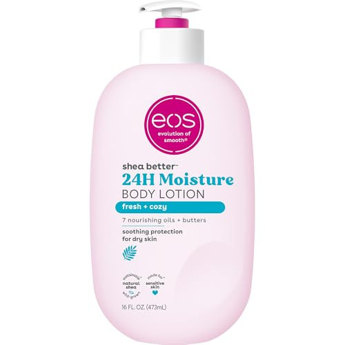 eos Shea Better Body Lotion, Fresh & Cozy, 24-Hour Moisture Skin Care, Lightweight & Non-Greasy, Natural Shea, Vegan, 16 fl oz | Amazon (US)