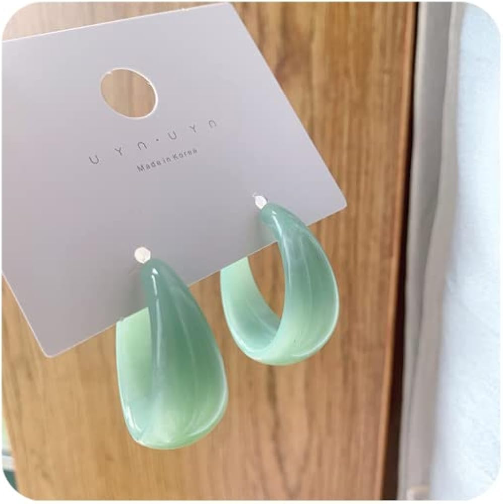 Lightweight Thick Acetic Acid Board Vintage Acrylic Wide Dome U Shape Earrings Retro Chunky Resin... | Amazon (US)