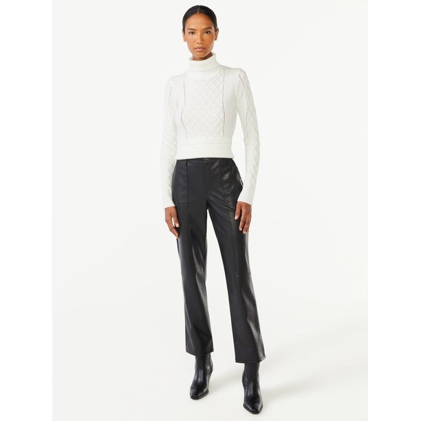 Scoop Women's Cable Knit Turtleneck Sweater - Walmart.com | Walmart (US)