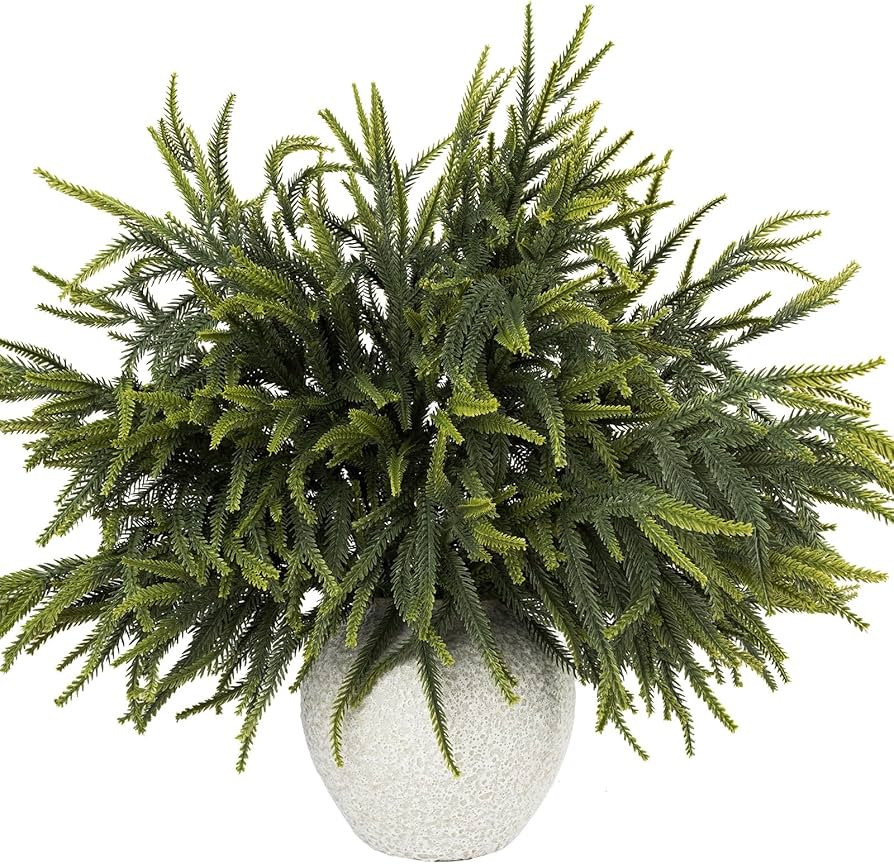 N&T NIETING 24" Christmas Norfolk Pine Branches, Real Touch Norfolk Pine Artificial Christmas Ste... | Amazon (US)