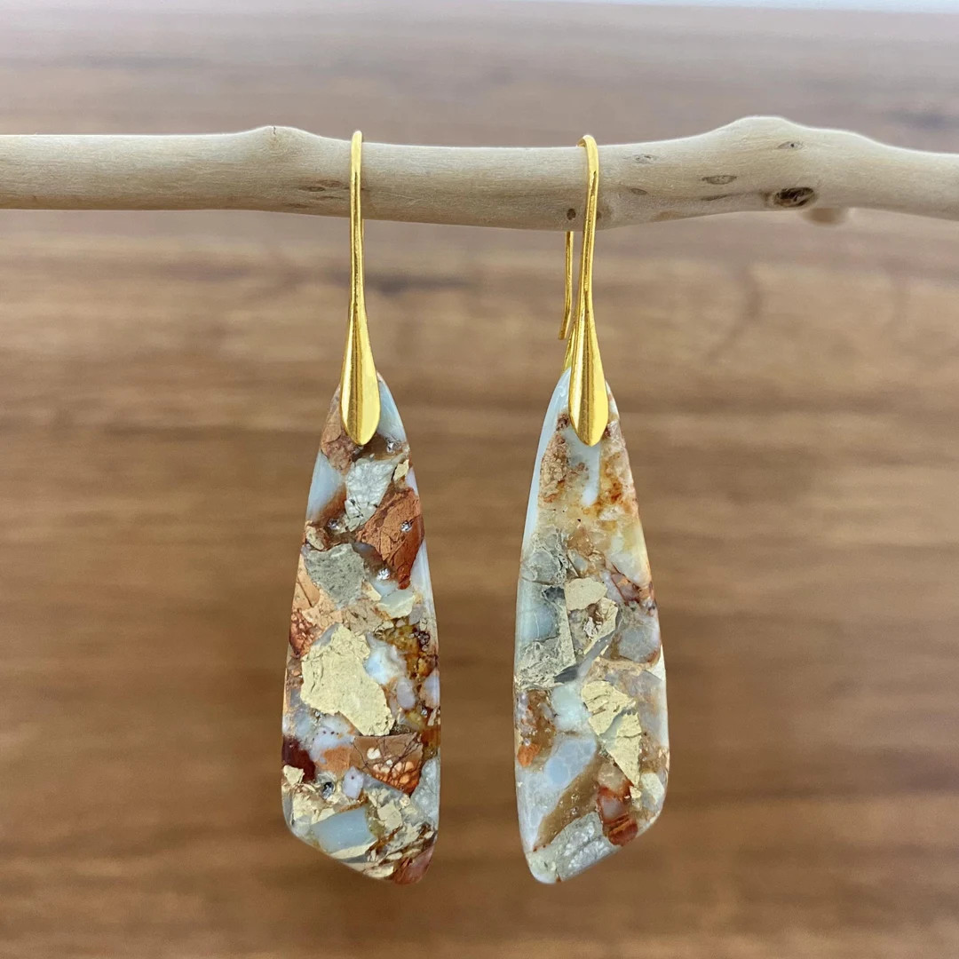 Sea Sediment Drop Earrings, Natural Stone Earrings, Healing Earrings, Bohemian Earrings, Meditati... | Etsy (US)