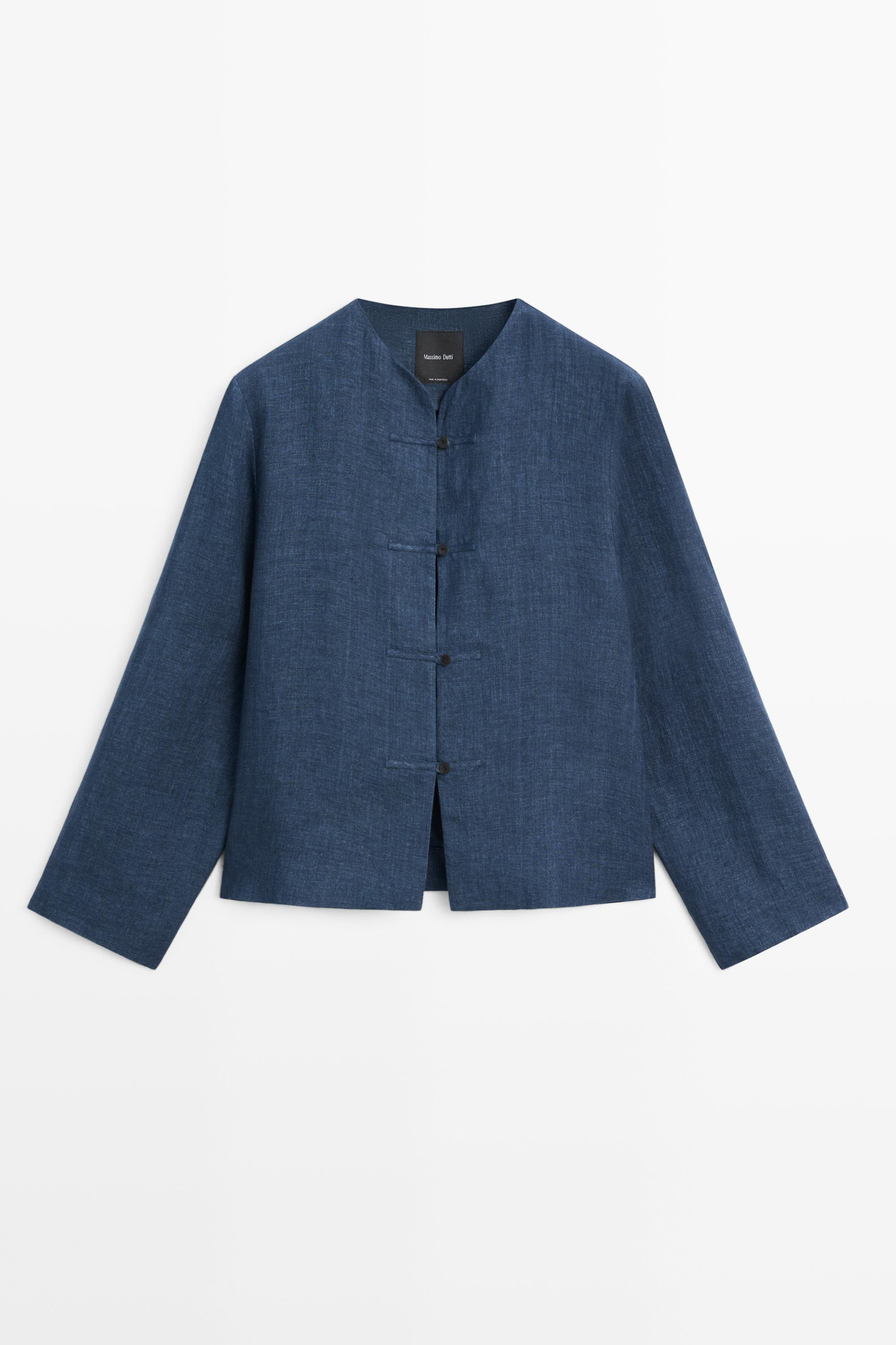 Hemdjacke mit Knebelknöpfen aus 100 % Leinen · Blau · Jacketts | Massimo Dutti | Massimo Dutti DE