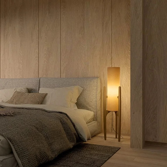 Ozarke Zen Floor Lamp - Modern Wooden Standing LED Lamp - Natural Wood | Walmart (US)