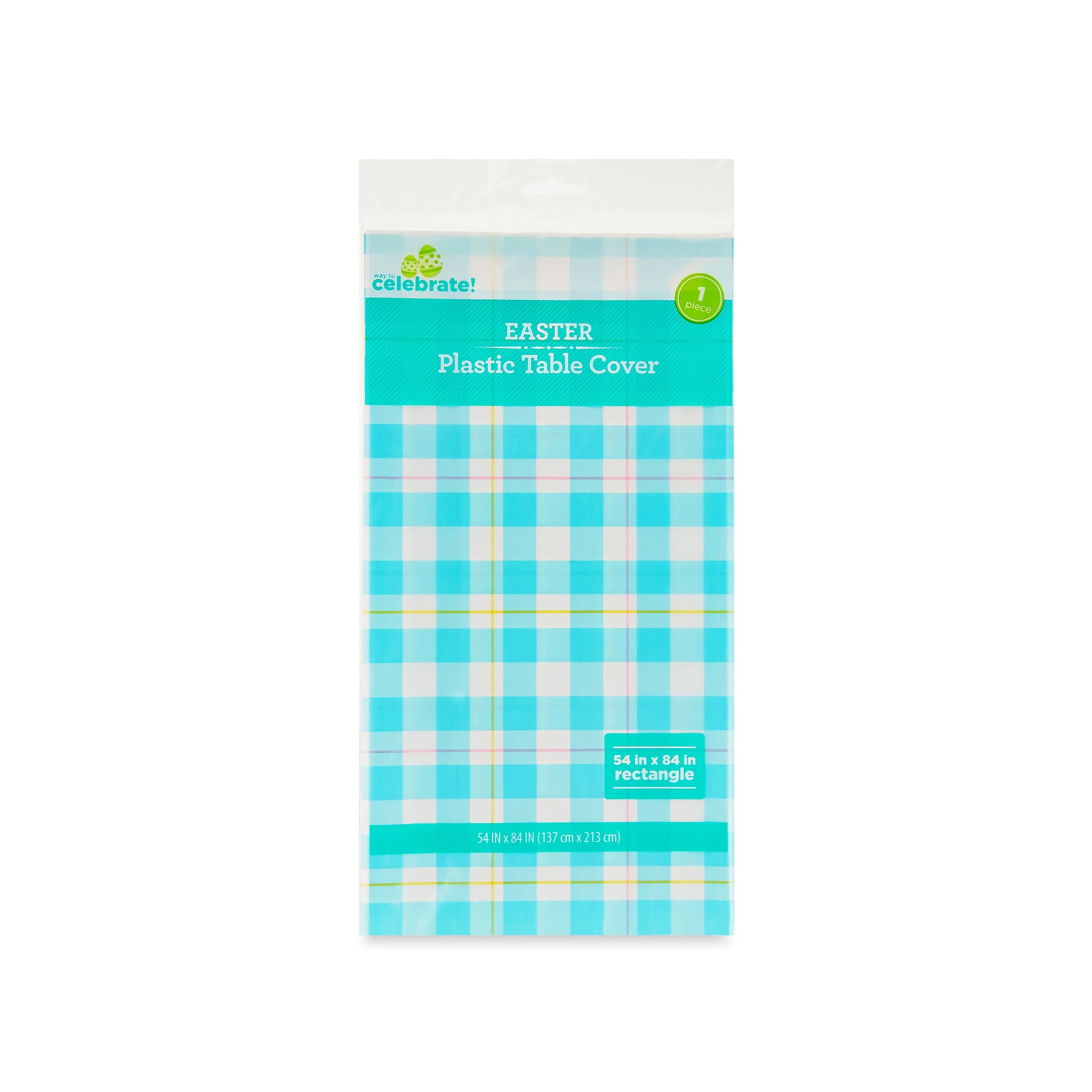 Easter Blue Gingham Plastic Tablecloth, 54" x 84, by Way To Celebrate | Walmart (US)