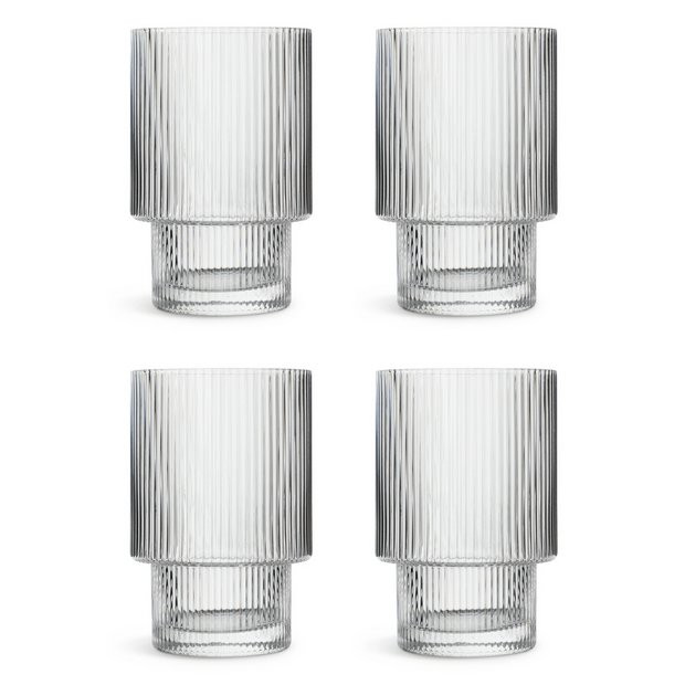 Habitat Ribbed Set of 4 Tumbler Glasses | Habitat UK