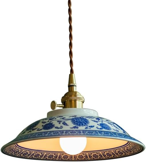 Blue White Vintage Ceramic Pendant Light Fixture Kitchen Island Modern Farmhouse Pendant Lighting... | Amazon (CA)