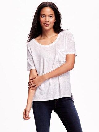 Short-Sleeve Linen-Blend Boyfriend Tee for Women | Old Navy US