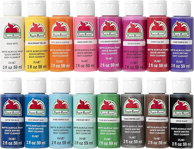Apple Barrel Acrylic Paint Set (2-Ounce), Best Colors Count, 32 Fl Oz (Pack of 16) | Amazon (US)