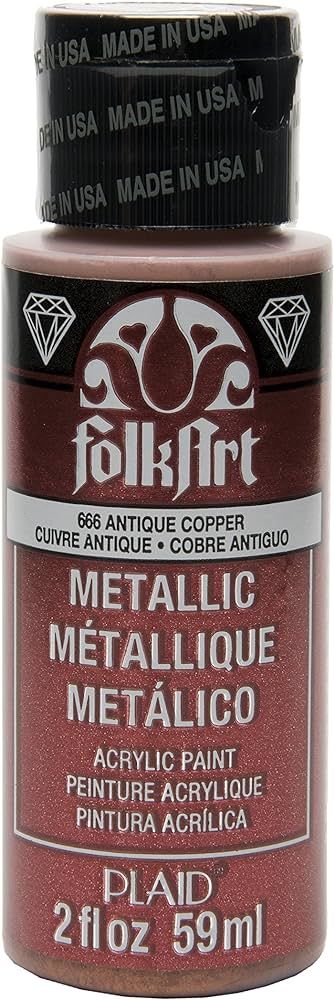 FolkArt Metallic Acrylic Paint in Assorted Colors (2 Ounce), 666 Antique Copper | Amazon (US)