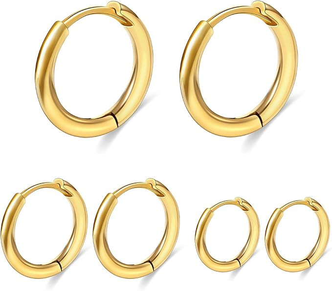 micuco Small Huggie Hoop Earrings for Women Tiny Cartilage Hoop Earrings for Men 6mm/8mm/10mm 14K... | Amazon (US)