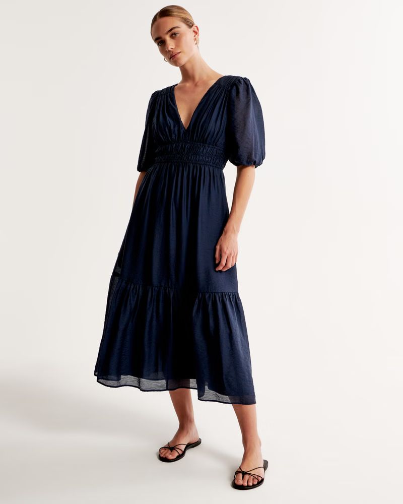 Floaty Plunge Midi Dress | Abercrombie & Fitch (US)