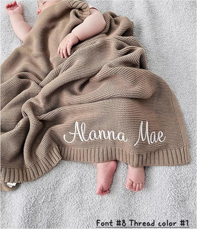 Personalized Baby Blanket, Custom Embroidered Blanket with Name, Chunky Knit Baby Blanket, 40 * 3... | Amazon (US)