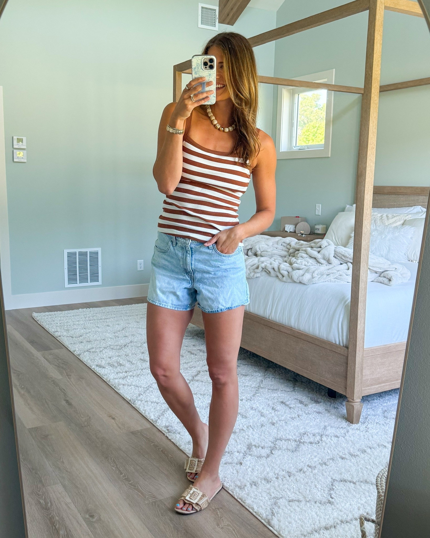 The striped tank is such a good way to start wearing fall colors while it’s still very much shorts weather. Love the brown with classic denim!

Striped tank, denim shorts, summer to fall outfit, transitional style, brown outfit, casual outfit, tall girl style, everyday outfit, StangandCo

#LTKootd #LTKTravel #LTKSeasonal