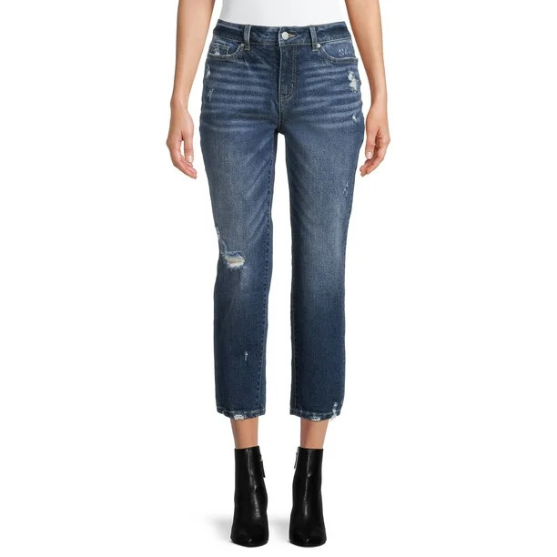 Time and Tru Women's Cropped Boyfriend Jeans - Walmart.com | Walmart (US)