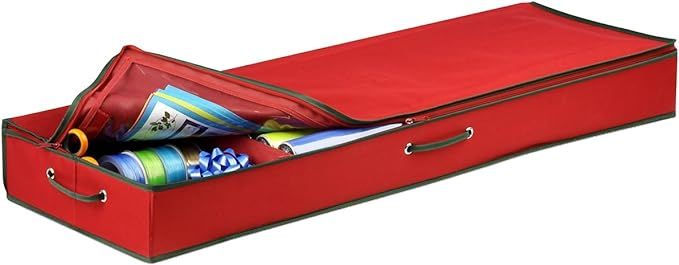 Honey-Can-Do SFT-01598 Wrapping Paper and Bow Storage Organizer, Holiday Red,Large | Amazon (US)