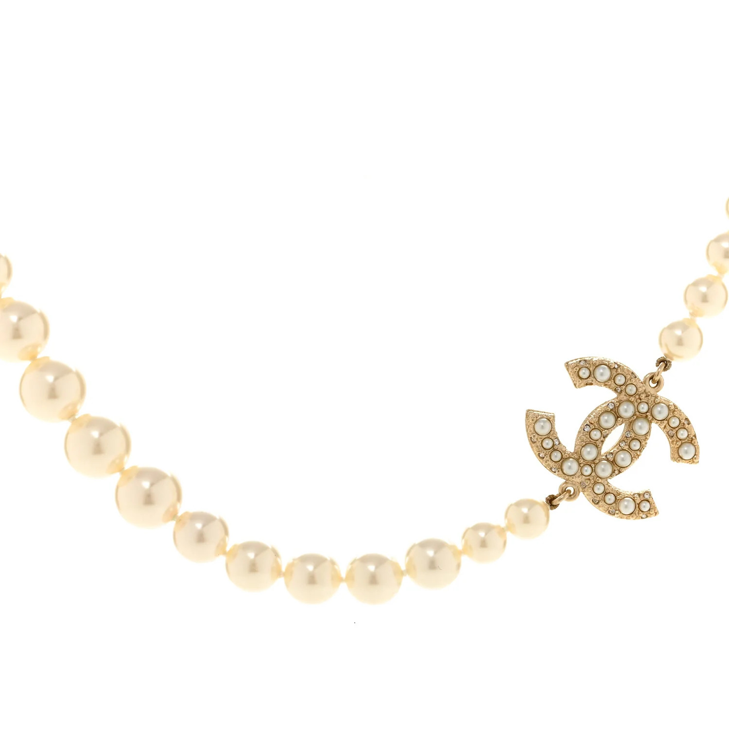 Chanel Pearl CC 100th Anniversary Necklace Light Gold 1827439 | FASHIONPHILE (US)