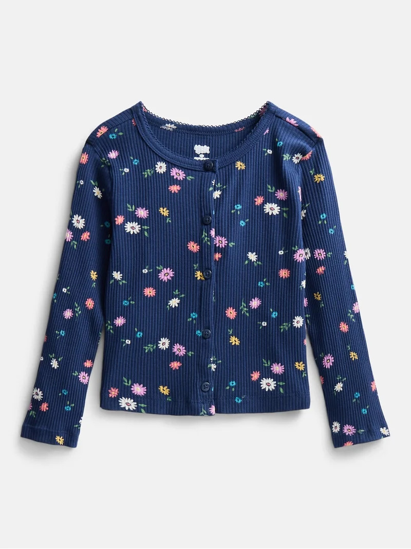 Wonder Nation Toddler Girls' Ribbed Cardigan with Long Sleeves, Sizes 18M-5T | Walmart (US)