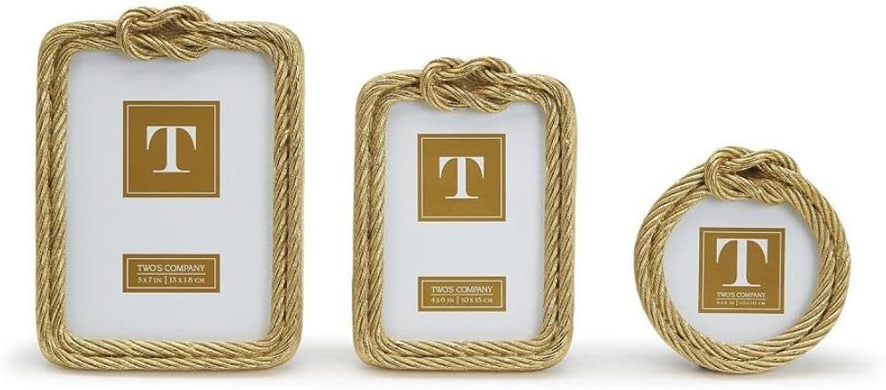 Two's Company Golden Threads Set of 3 Top Knot Rope Photo Frames with 3 Sizes | Amazon (US)