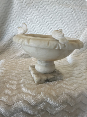Hand Carved Italian Bird Bath Alabaster Marble Pedestal & 2 Removable Doves  | eBay | eBay US