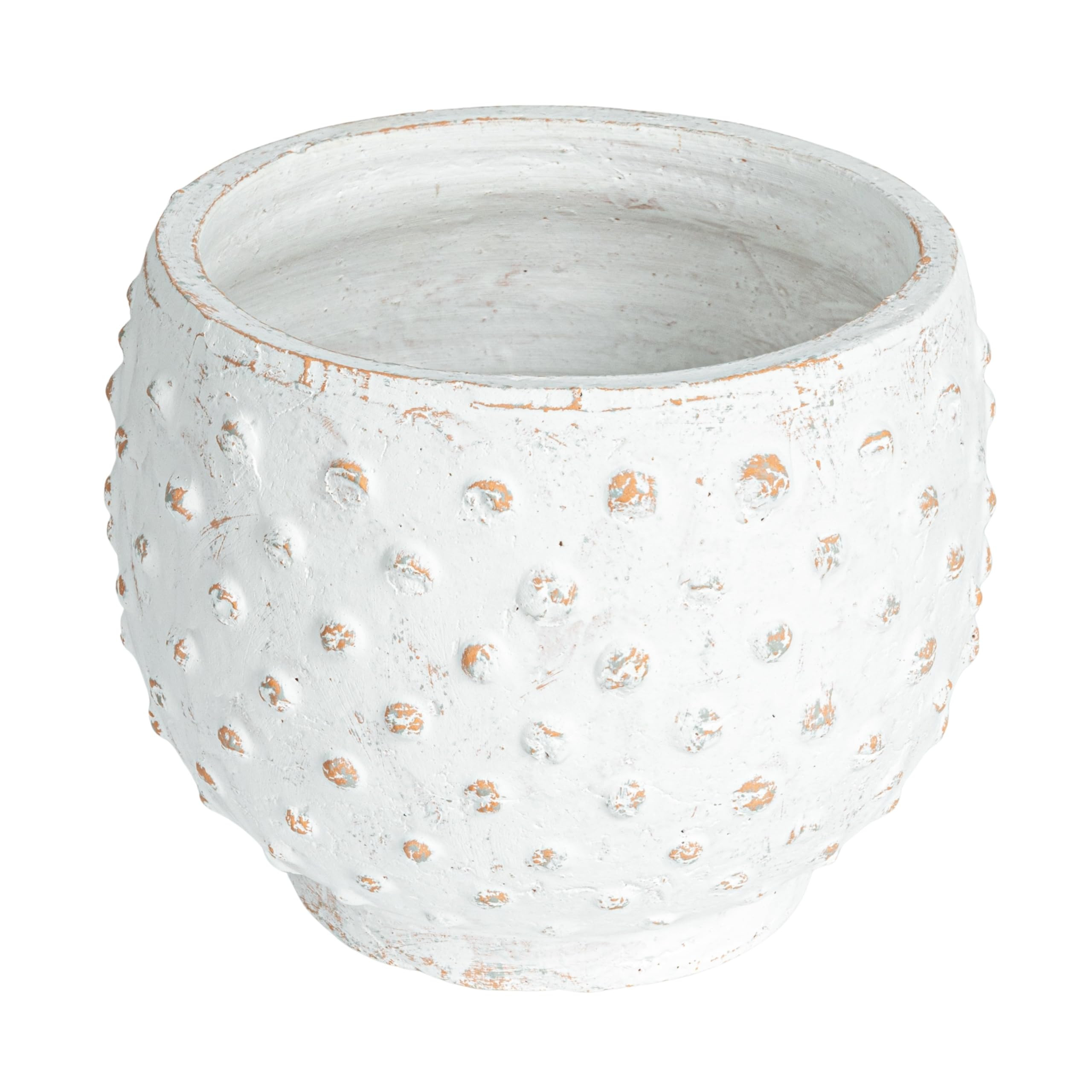 Creative Co-Op Distressed Terra Cotta Hobnail Planter, White | Amazon (US)