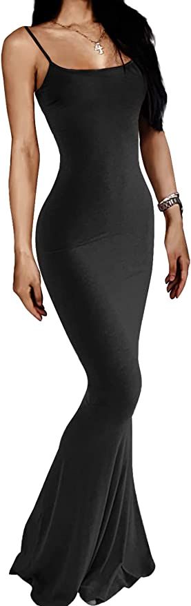 AnotherChill Women's Casual Lounge Slip Long Dress Sexy Sleeveless Backless Bodycon Maxi Dresses ... | Amazon (US)