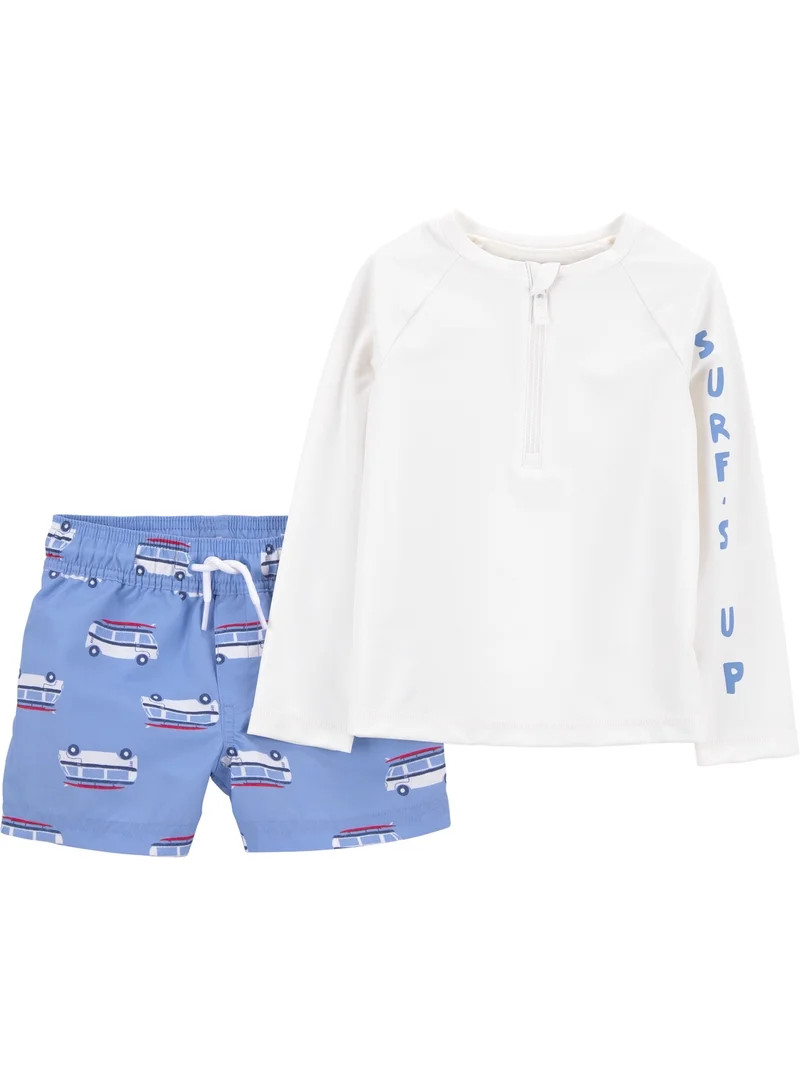 Carter's Child of Mine Toddler Boy Rash Guard Swimsuit Set, 2-Piece, Sizes 12M-5T | Walmart (US)