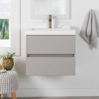 Domani Rawlins 24.5 in. W x 18.75 in. D Floating Bath Vanity in Gray with Cultured Marble Top in Whi | The Home Depot