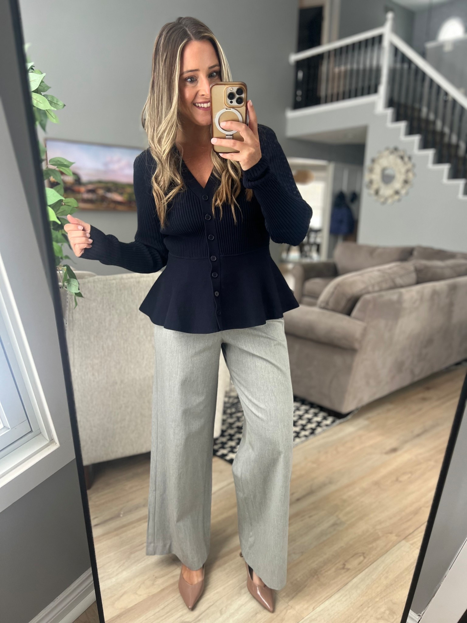 Headed to the office! This adorable peplum sweater is perfect for an office day! I did size up in it and am wearing a medium but would have been fine in a small too  

#LTKOver40 #LTKootd #LTKWorkwear